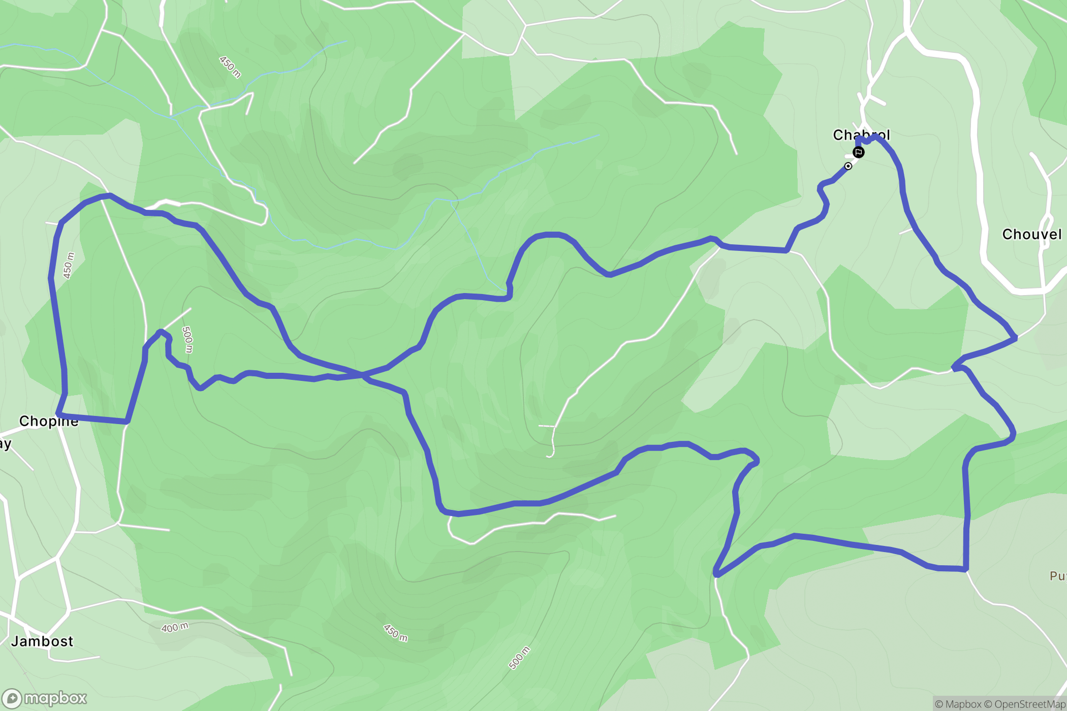 Saint-Rémy-sur-Durolle : carte du parcours de randonnée - France