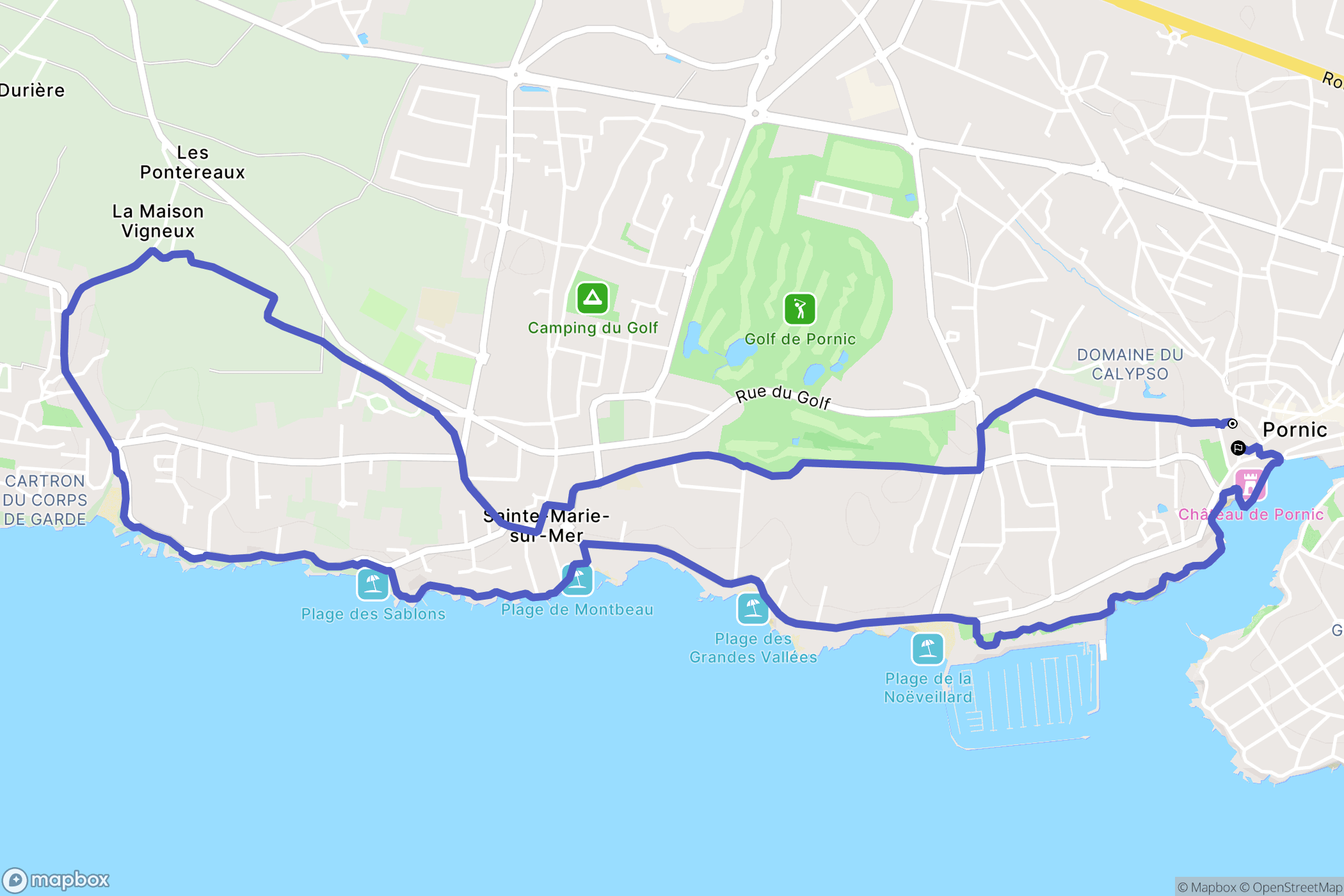 Pornic : carte du parcours de randonnée - France