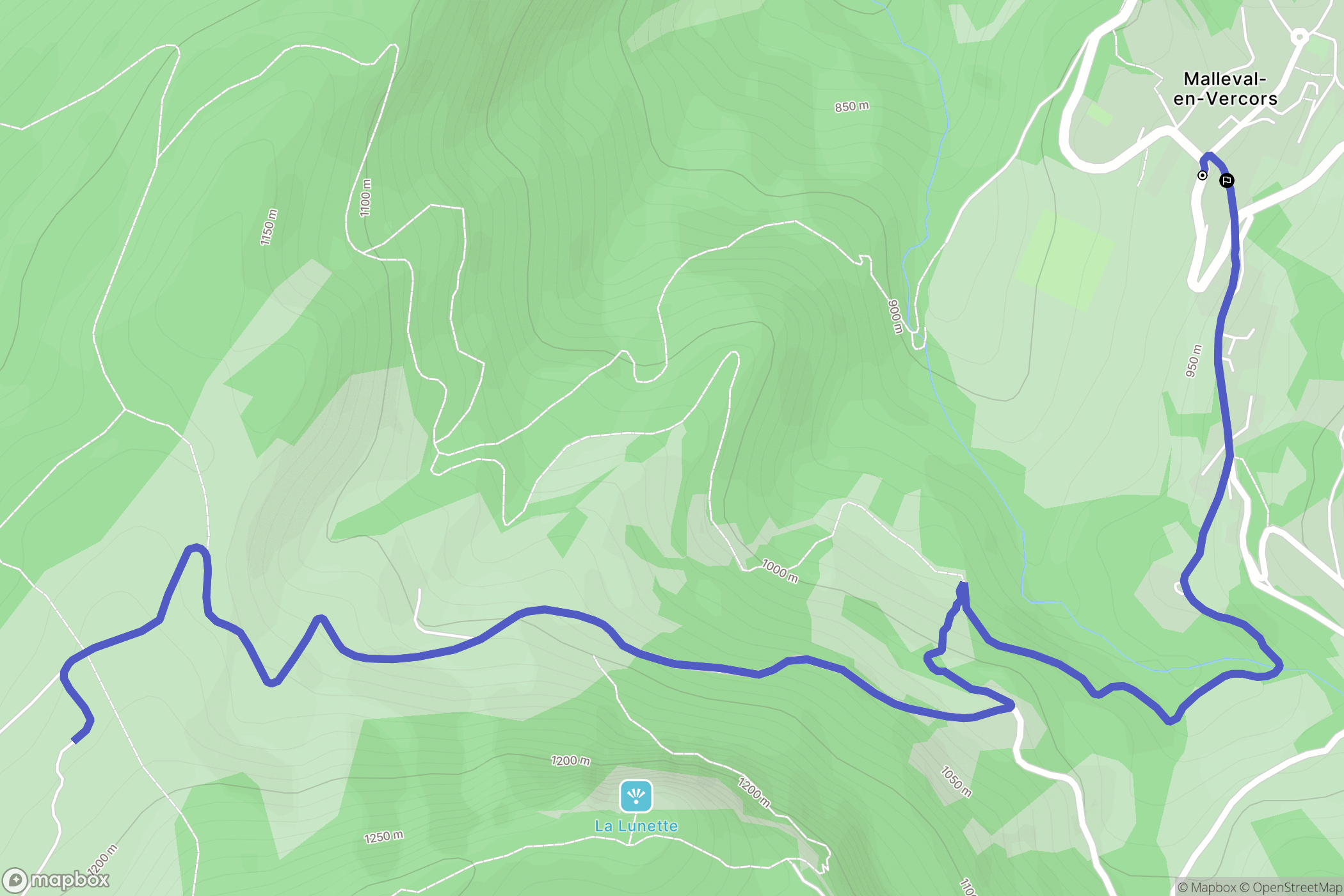 Malleval-en-Vercors : carte du parcours de randonnée - France
