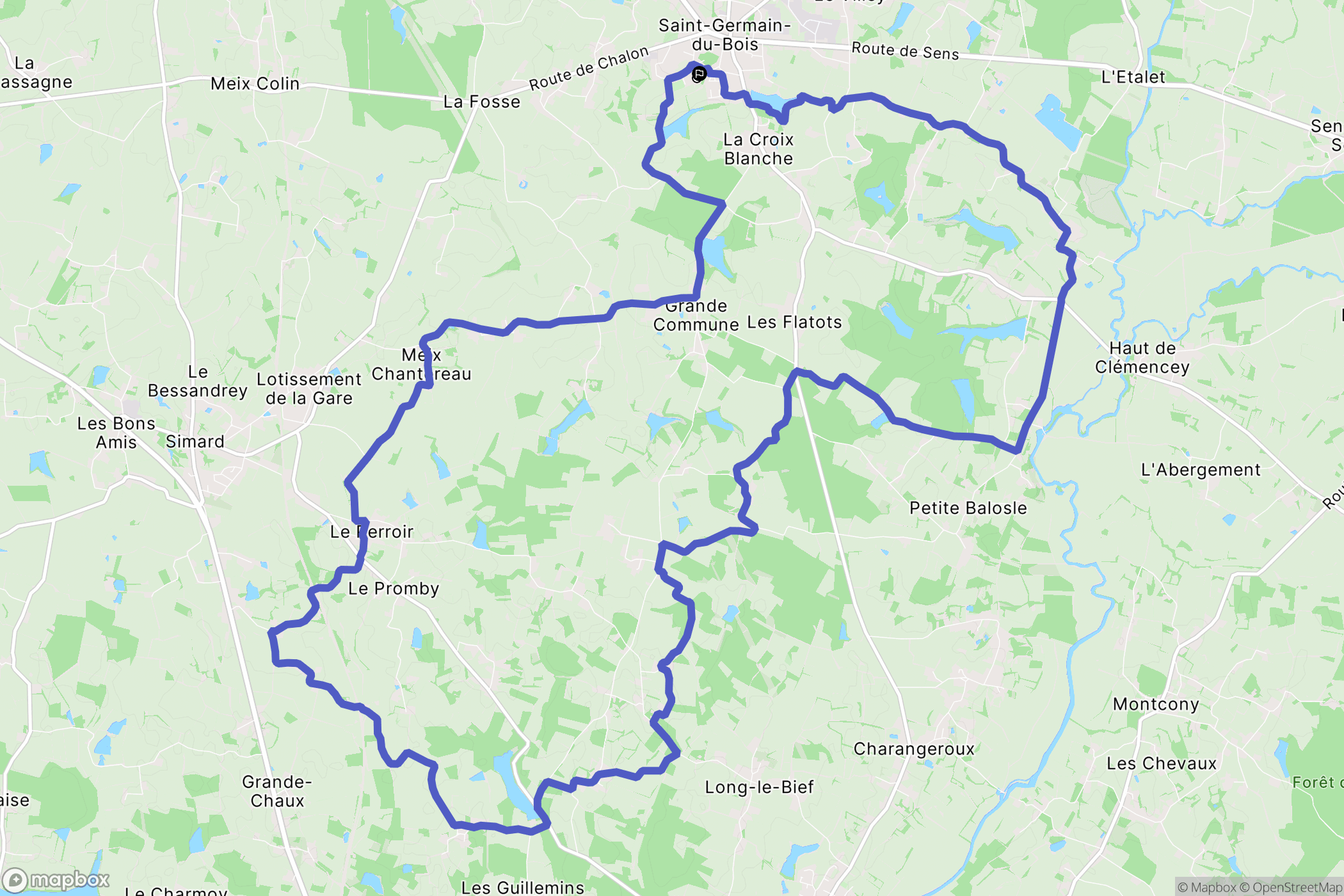Saint-Germain-du-Bois : carte du parcours de randonnée - France
