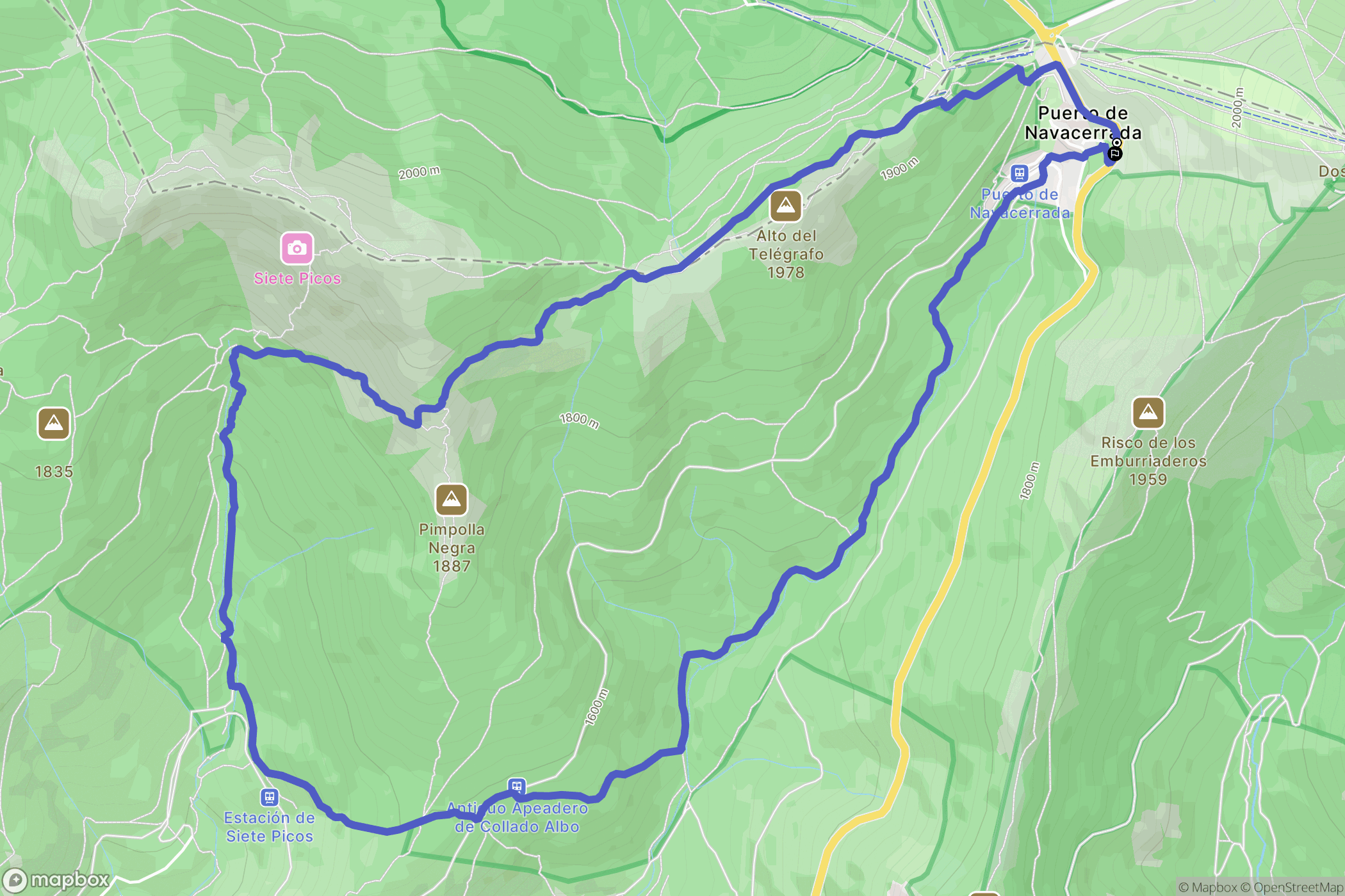 Cercedilla : carte du parcours de randonnée - Spain