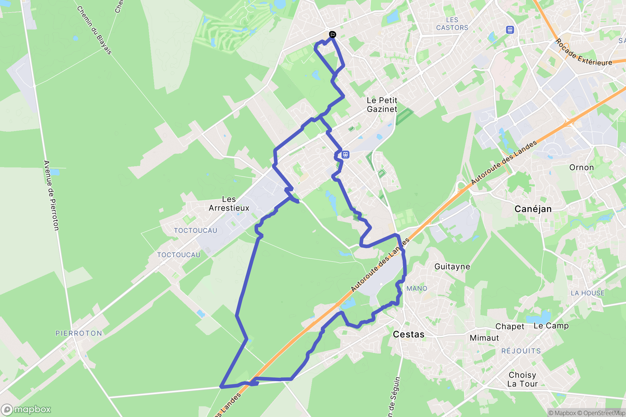 Pessac : carte du parcours de randonnée - France