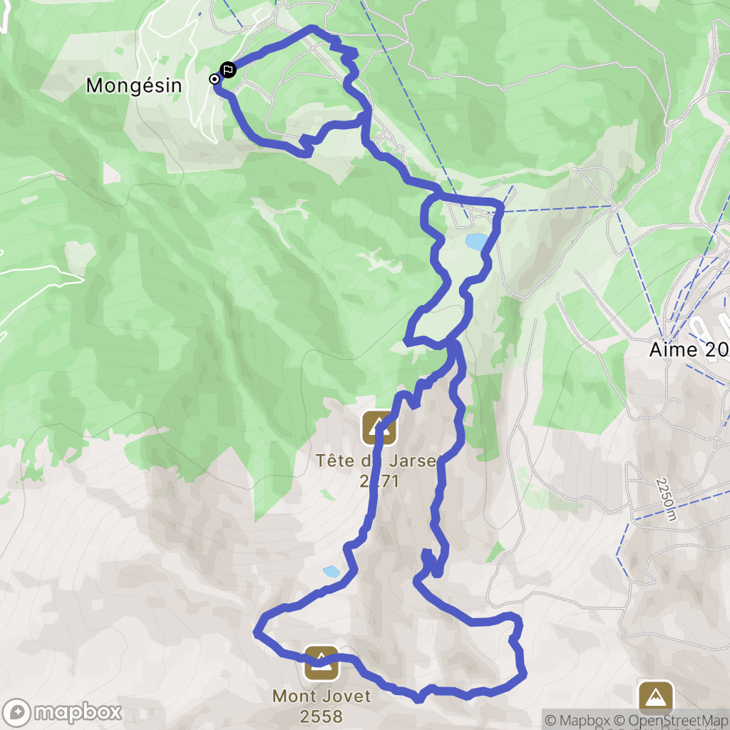Aime-la-Plagne : carte du parcours de randonnée - France