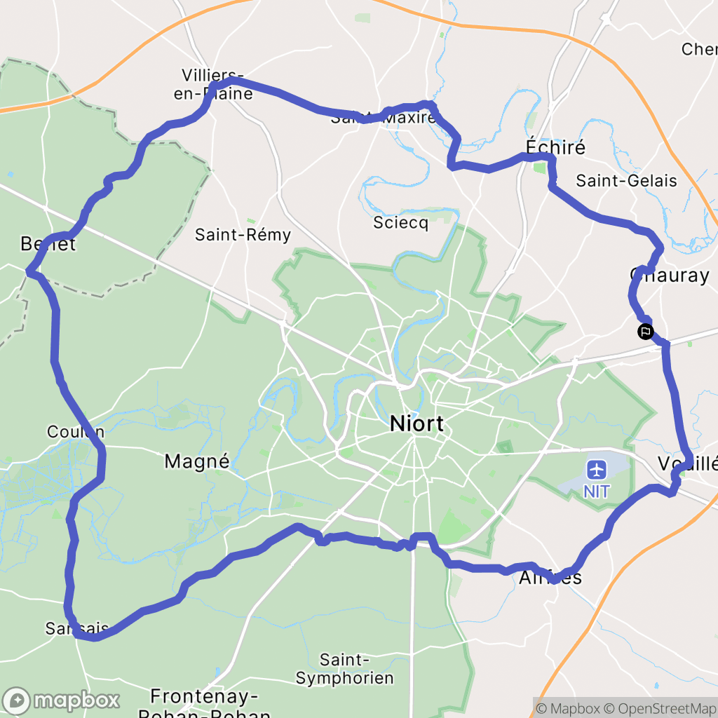 Chauray : carte du parcours de randonnée - France