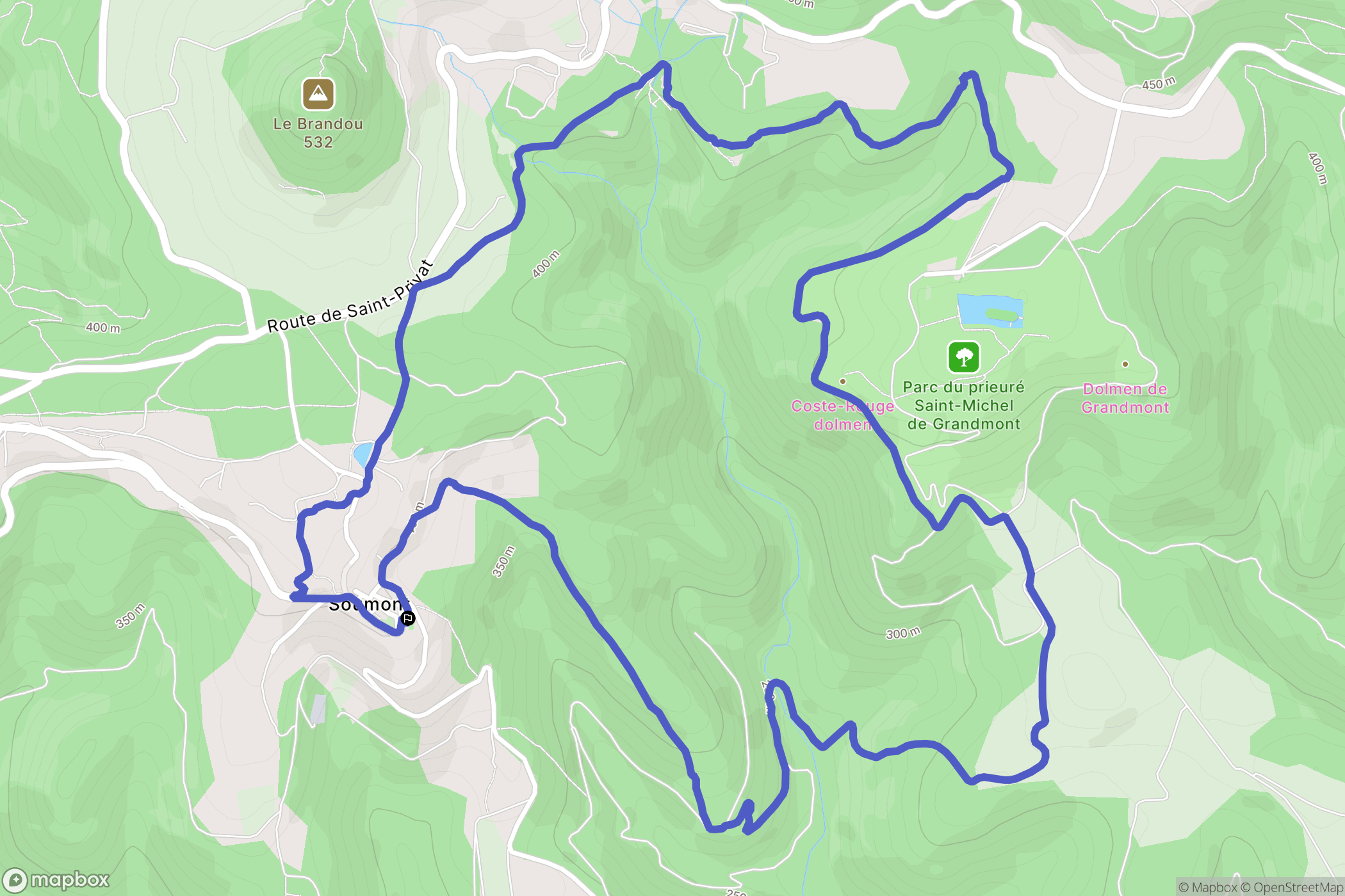 Soumont : carte du parcours de randonnée - France