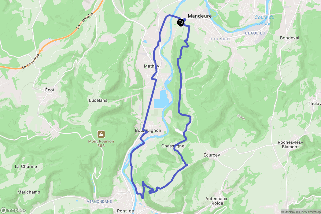 Mandeure : carte du parcours de randonnée - France