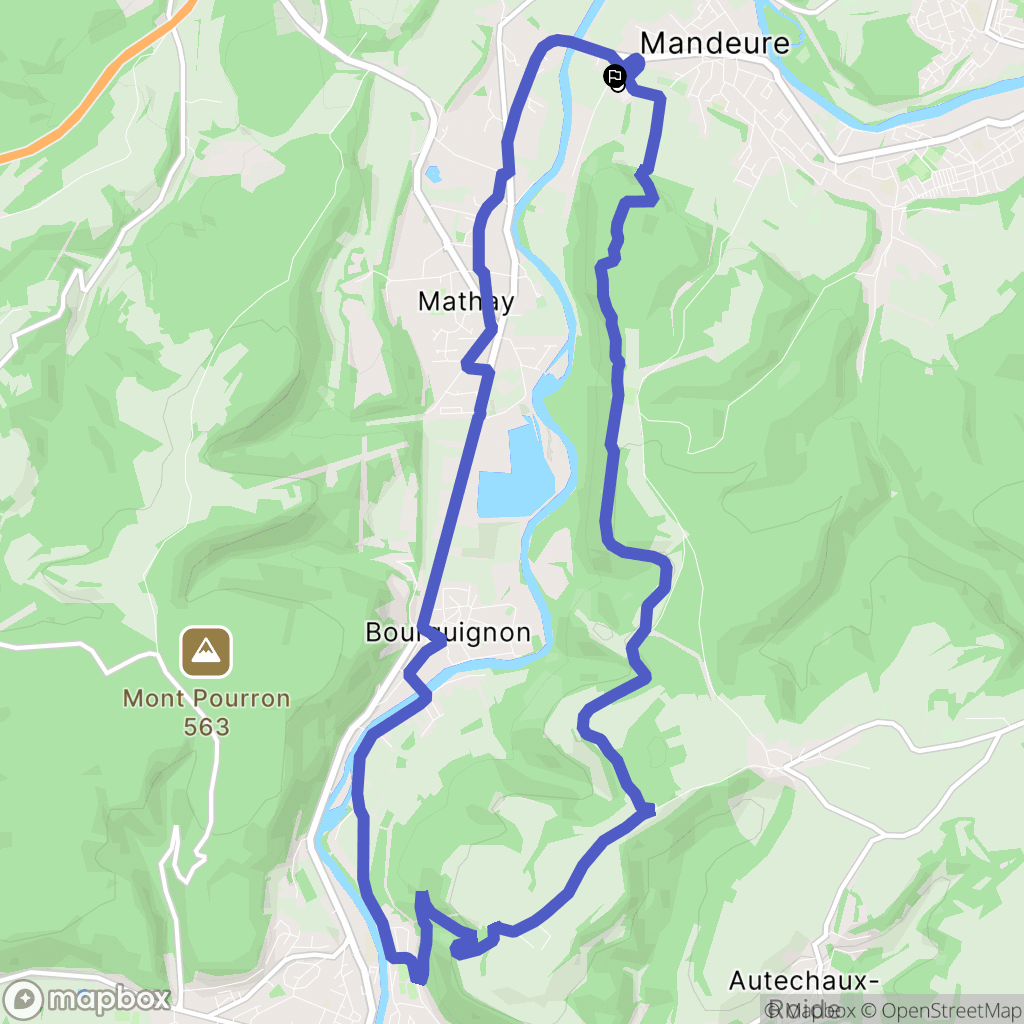 Mandeure : carte du parcours de randonnée - France