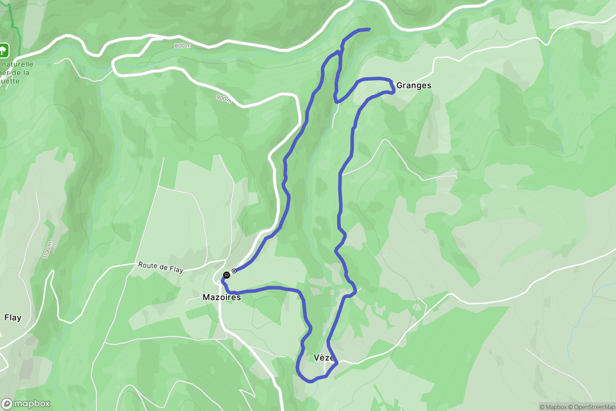 Mazoires : carte du parcours de randonnée - France