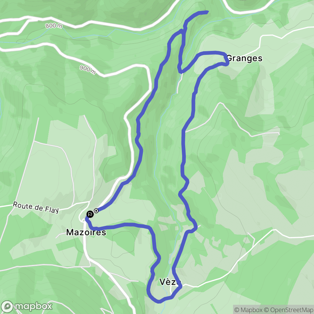 Mazoires : carte du parcours de randonnée - France