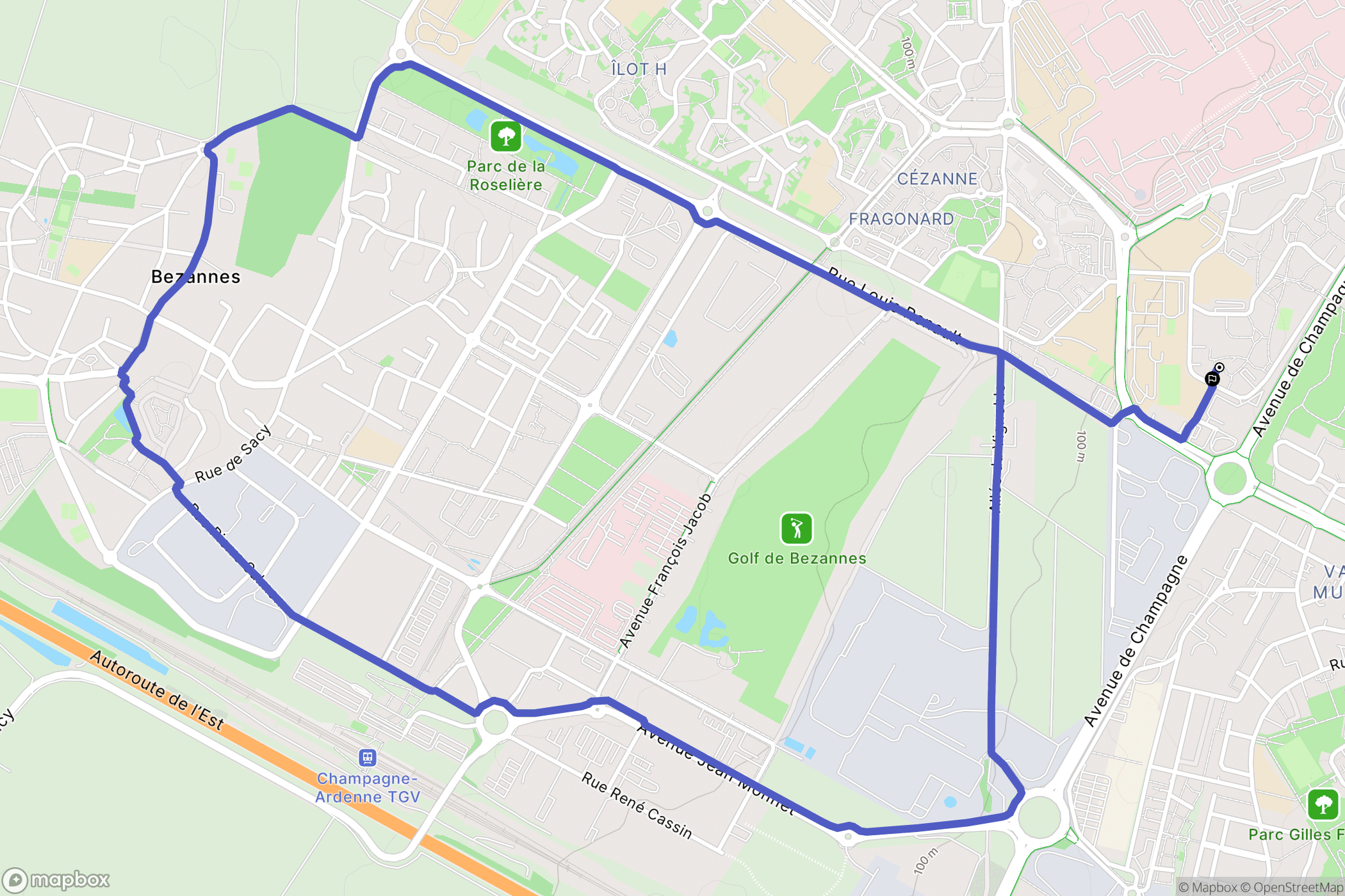 Reims : carte du parcours de randonnée - France