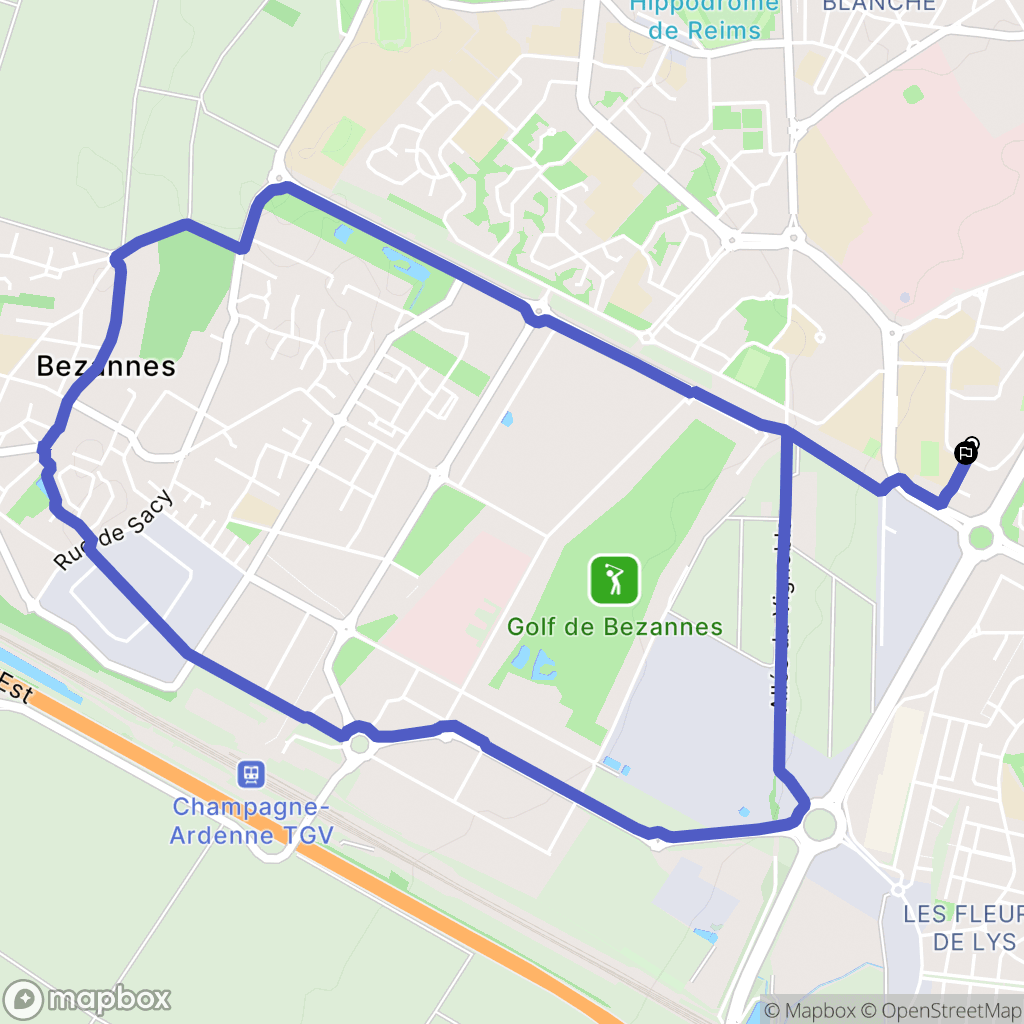 Reims : carte du parcours de randonnée - France