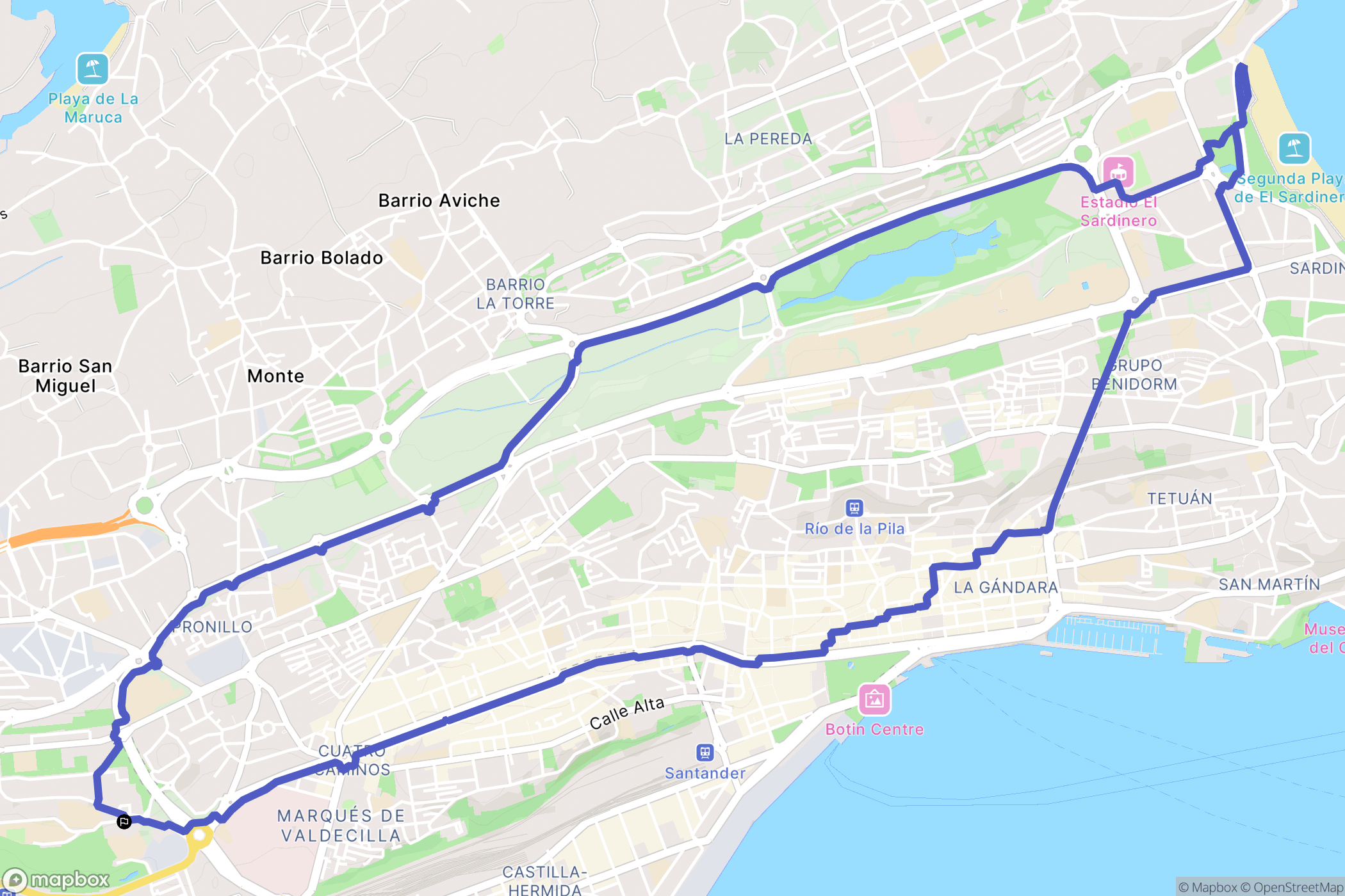 Santander : carte du parcours de randonnée - Spain