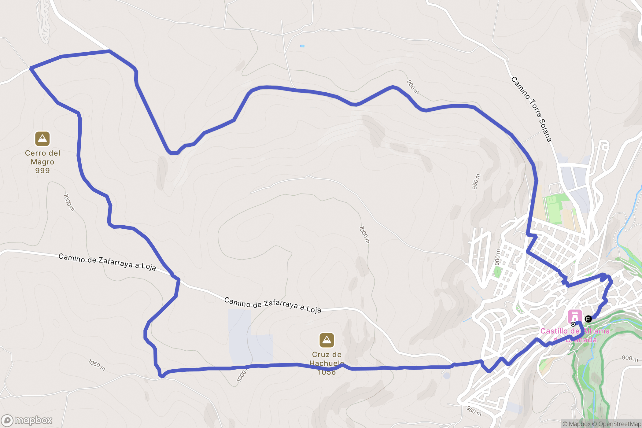 Alhama de Granada : carte du parcours de randonnée - Spain