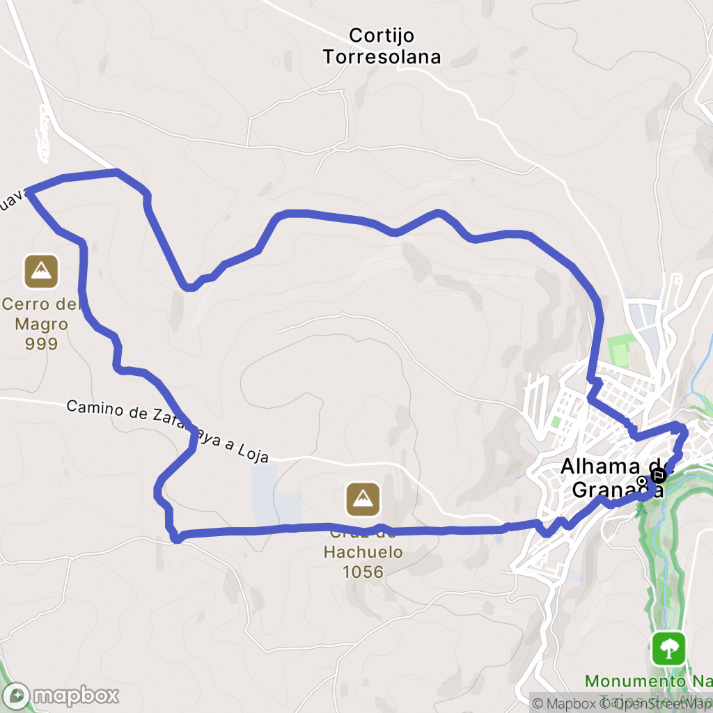 Alhama de Granada : carte du parcours de randonnée - Spain