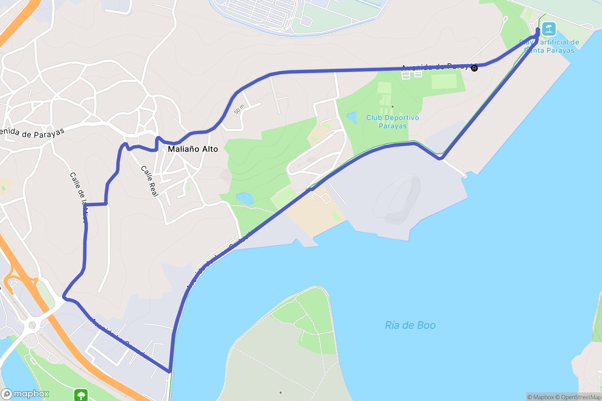 Maliaño : carte du parcours de randonnée - Spain