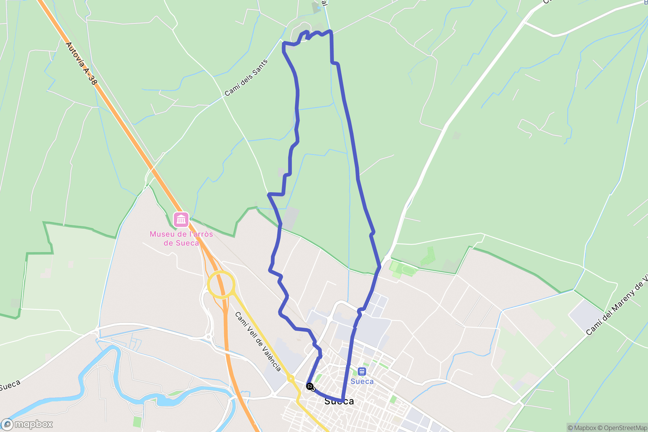 Sueca : carte du parcours de randonnée - Spain