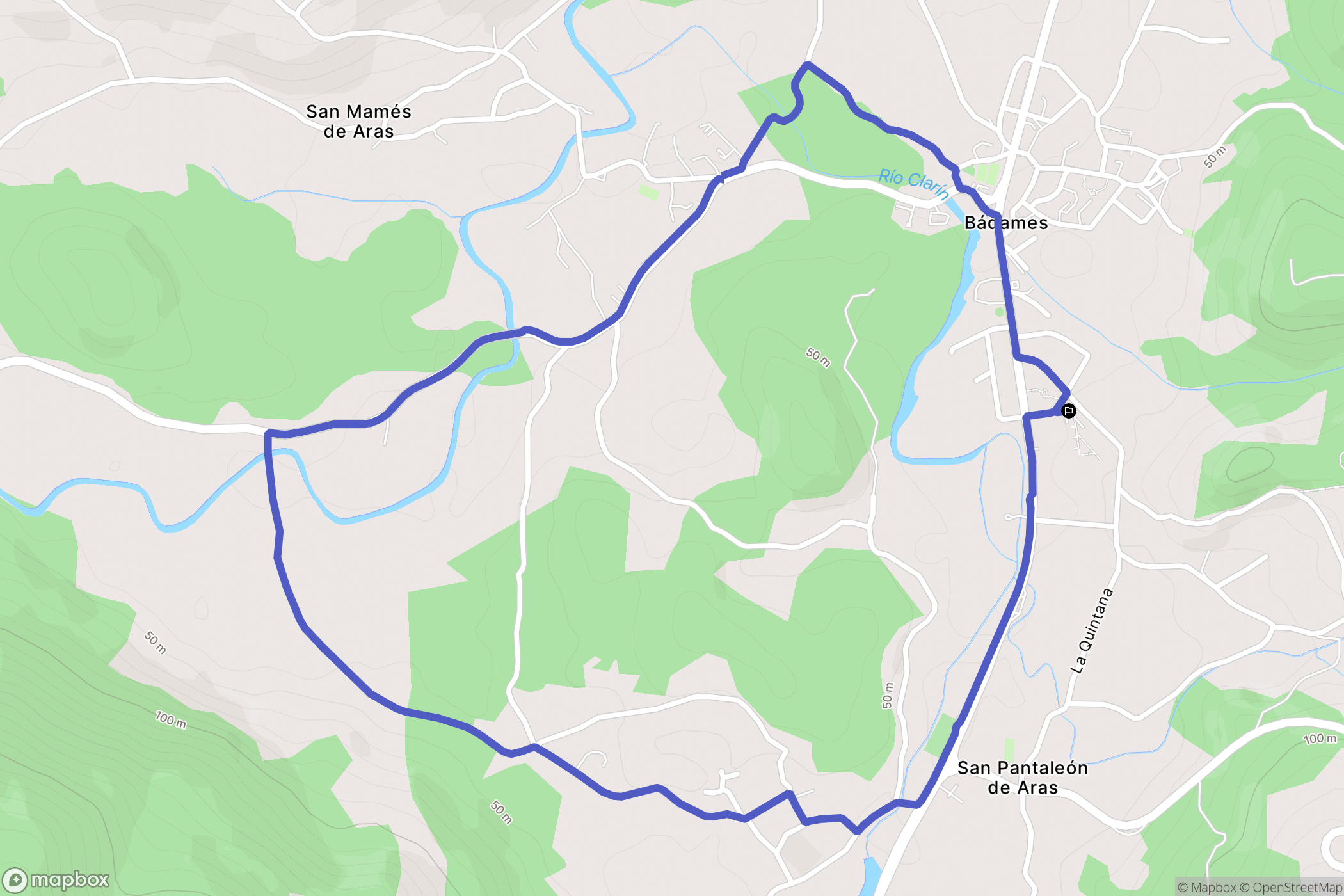 Bádames : carte du parcours de randonnée - Spain