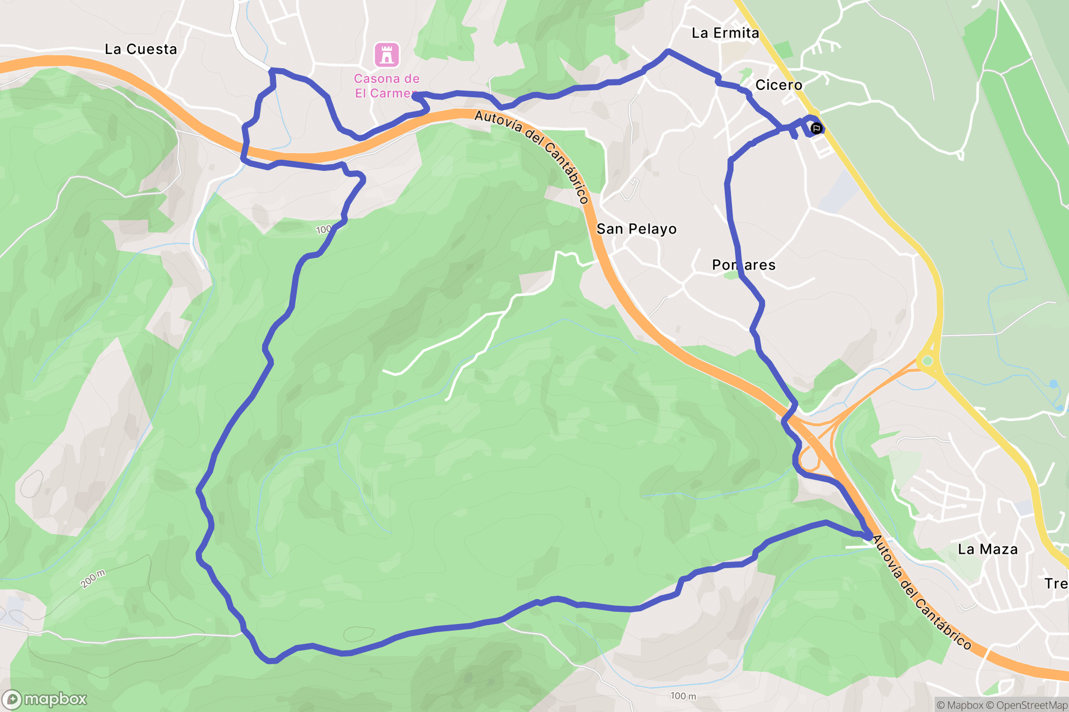 Bárcena de Cicero : carte du parcours de randonnée - Spain