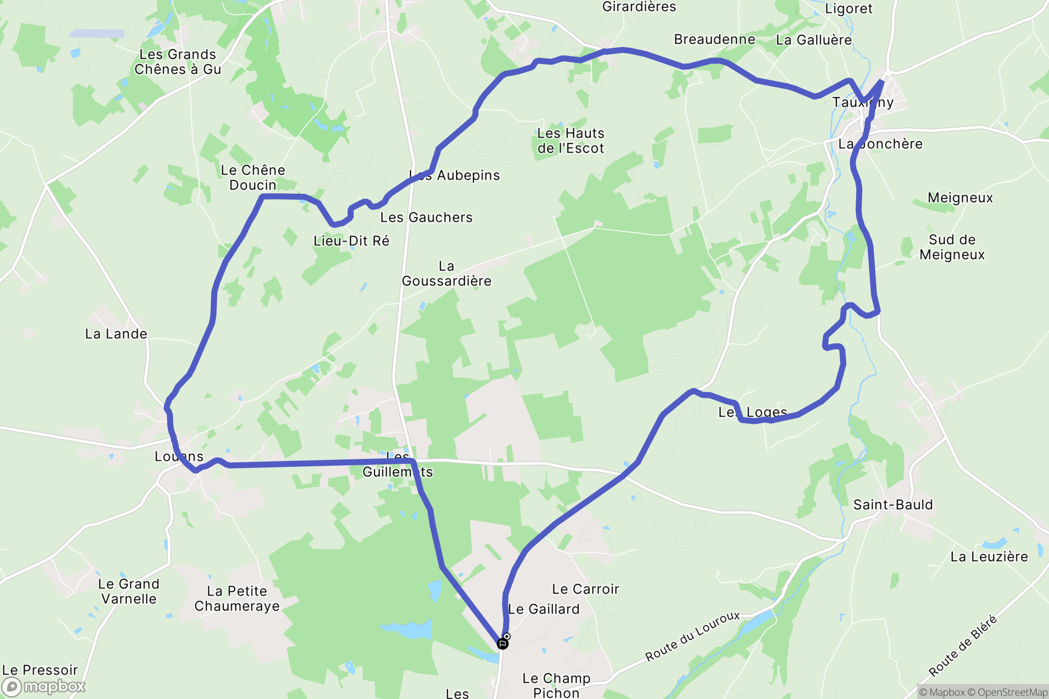 Le Louroux : carte du parcours de randonnée - France