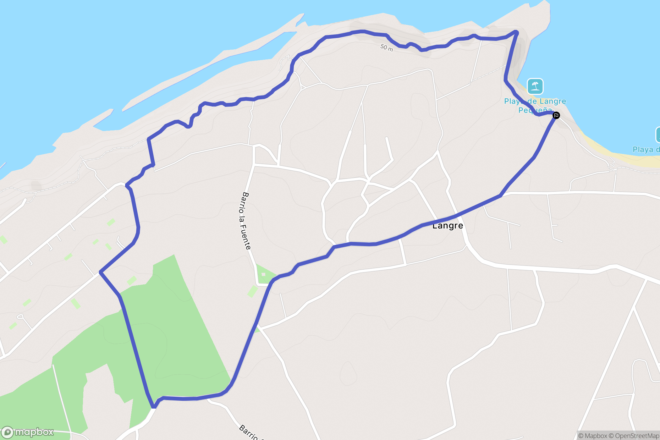 Langre : carte du parcours de randonnée - Spain