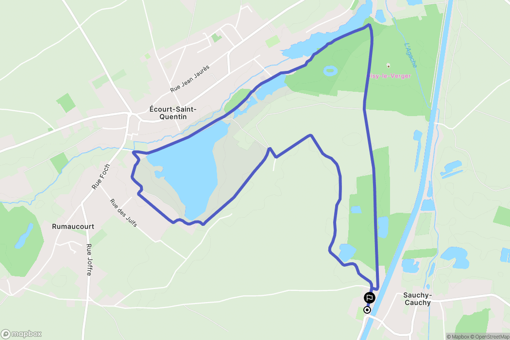 Sauchy-Cauchy : carte du parcours de randonnée - France