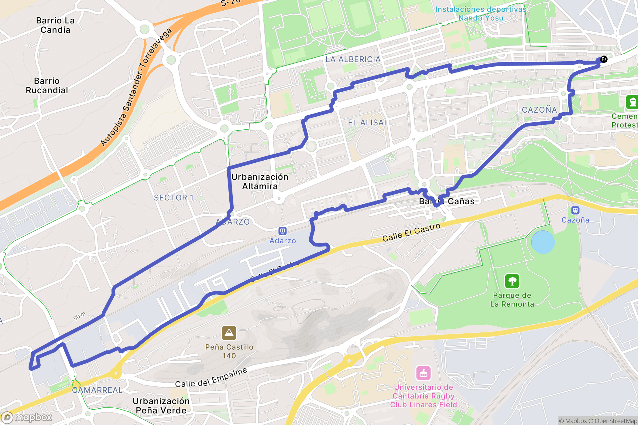 Santander : carte du parcours de randonnée - Spain