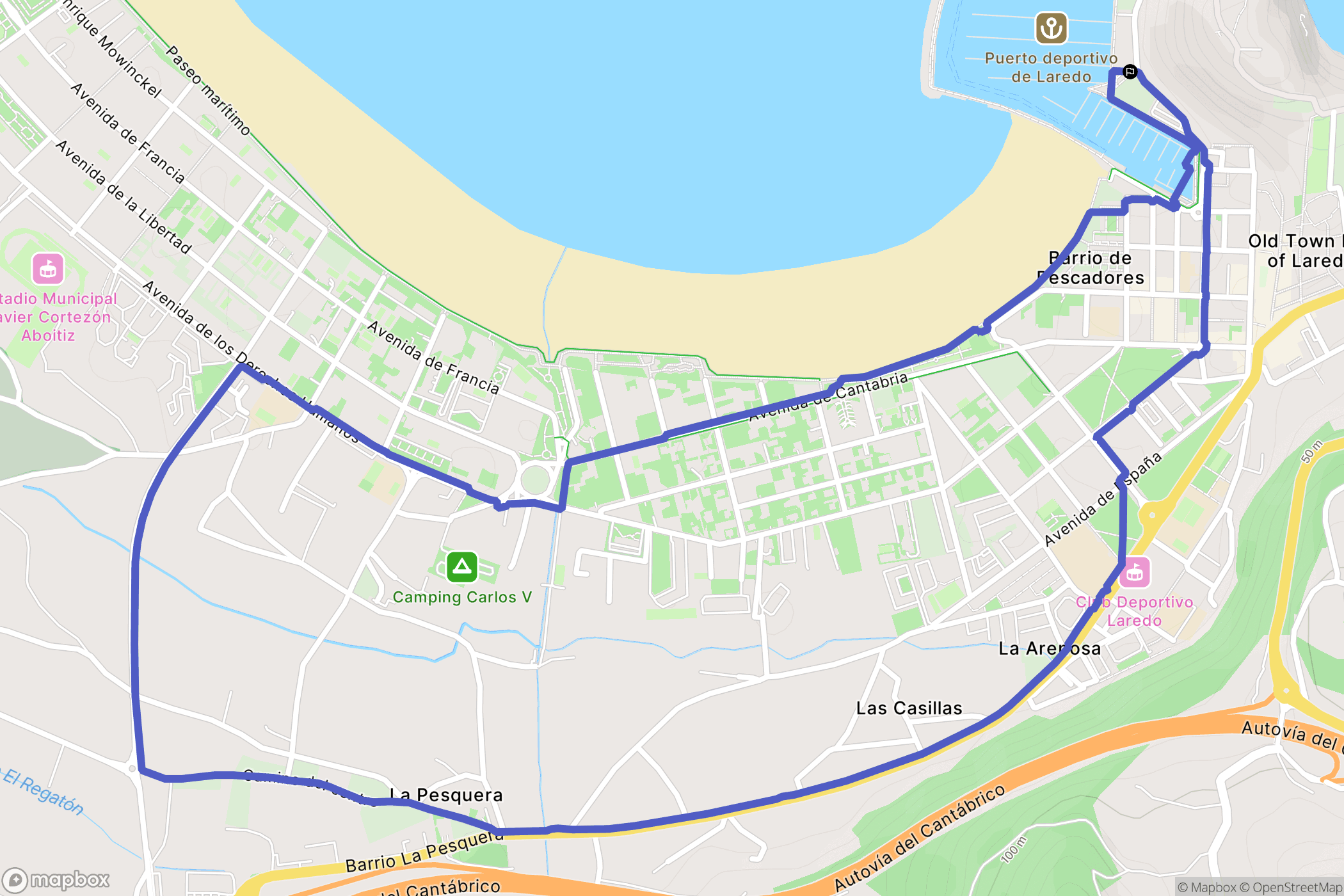 Laredo : carte du parcours de randonnée - Spain