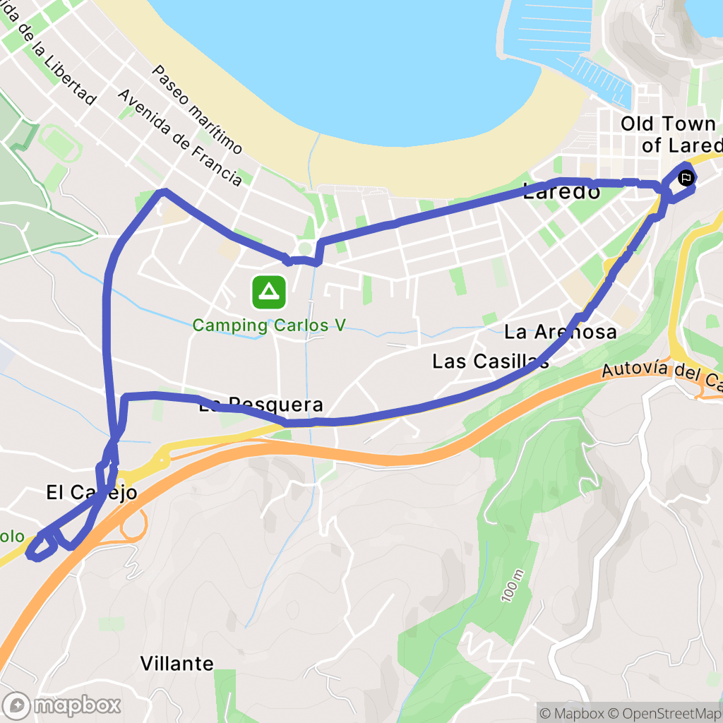 Laredo : carte du parcours de randonnée - Spain