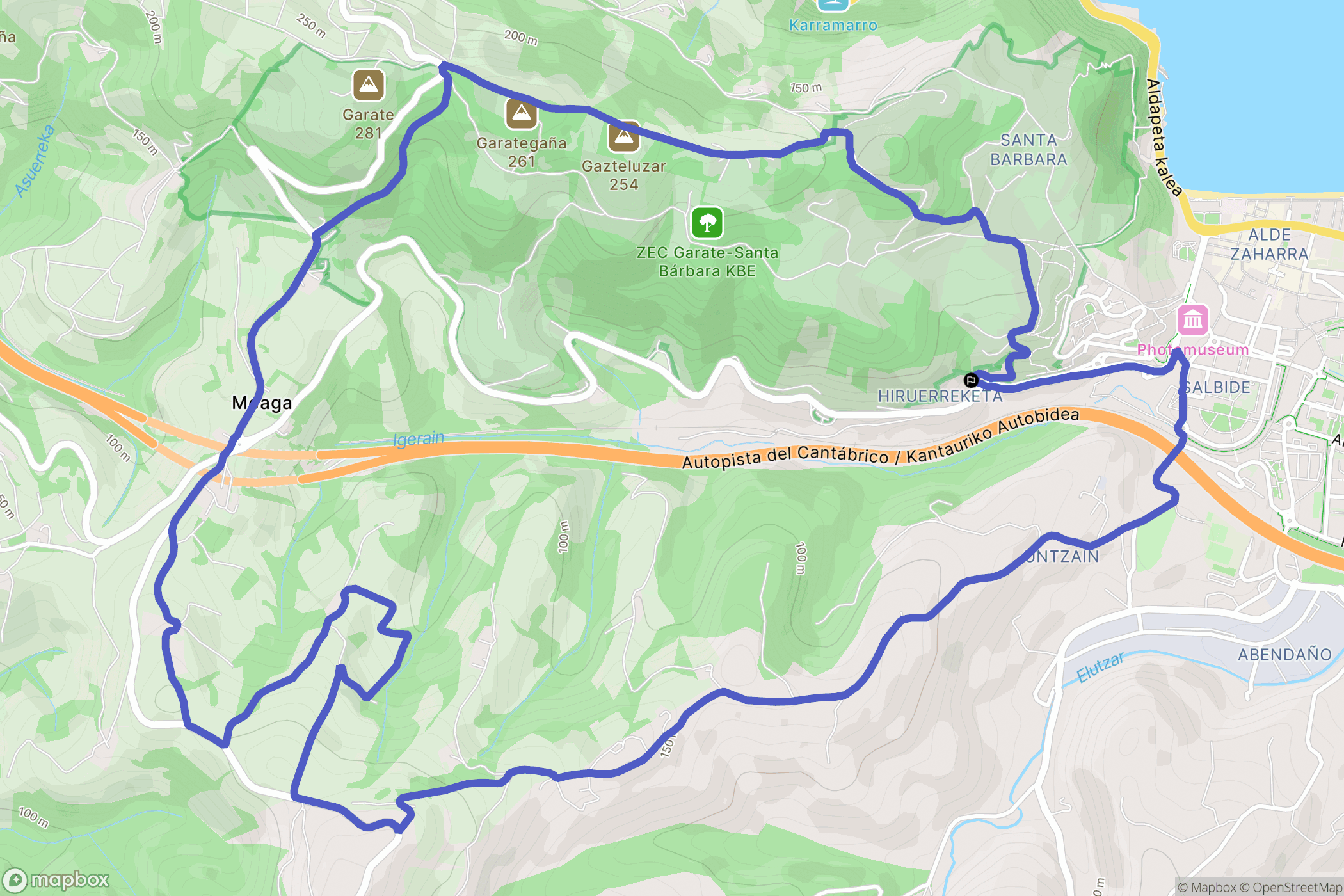 Zarautz : carte du parcours de randonnée - Spain