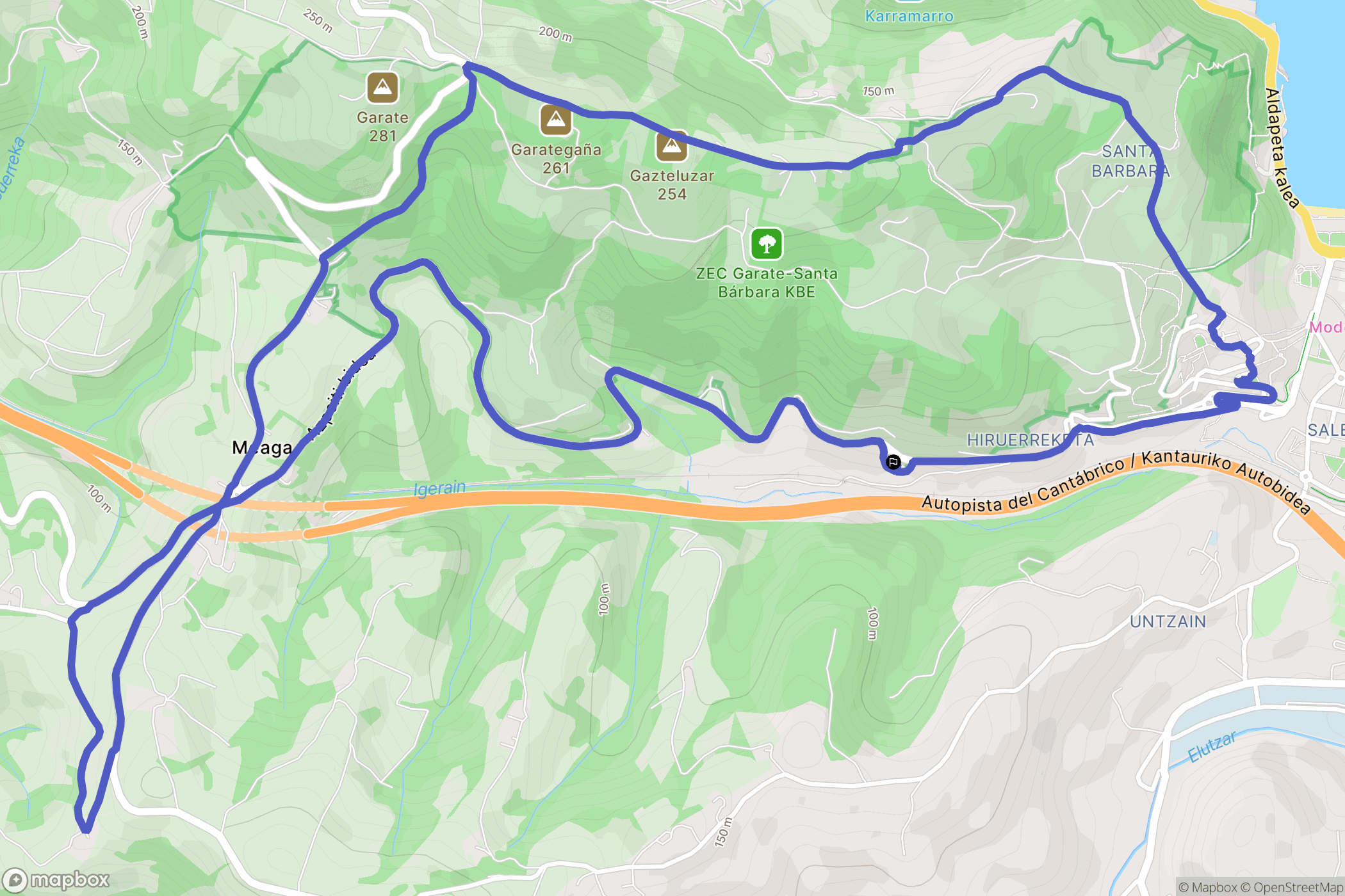 Zarautz : carte du parcours de randonnée - Spain