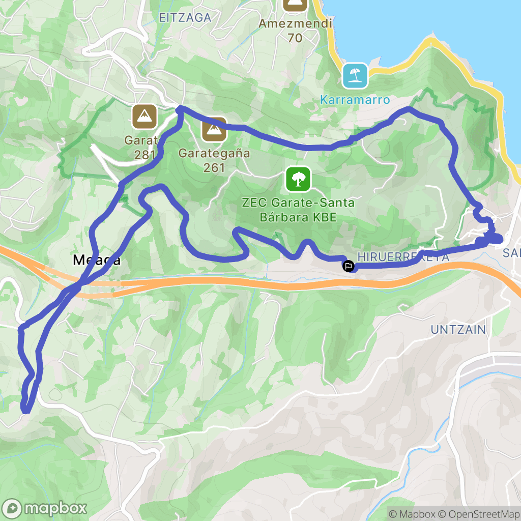 Zarautz : carte du parcours de randonnée - Spain
