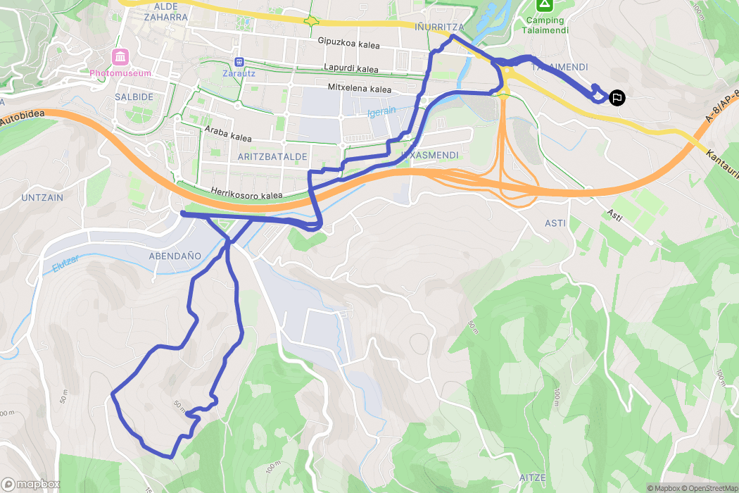 Zarautz : carte du parcours de randonnée - Spain