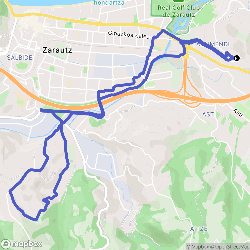 Zarautz : carte du parcours de randonnée - Spain