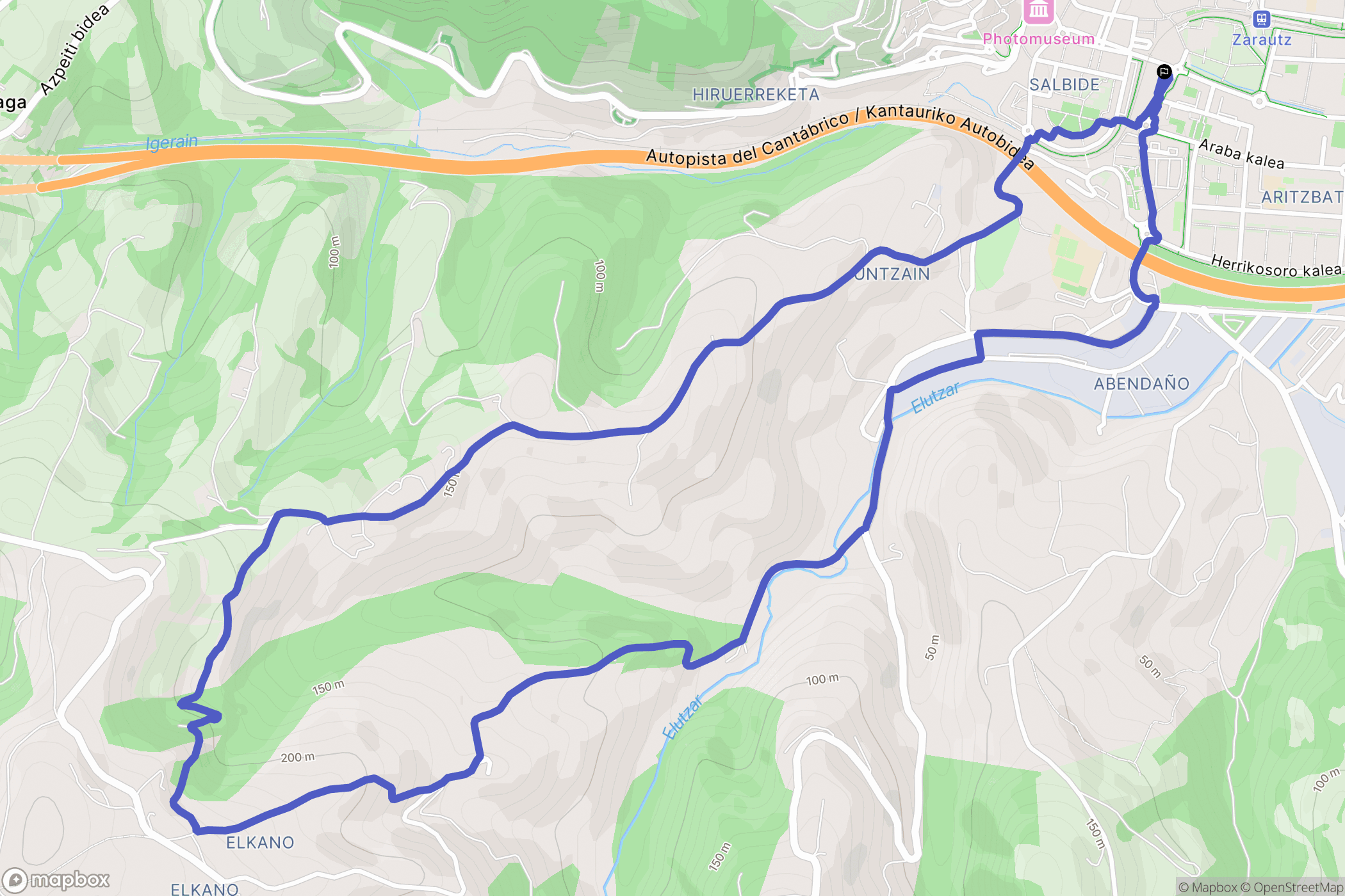 Zarautz : carte du parcours de randonnée - Spain