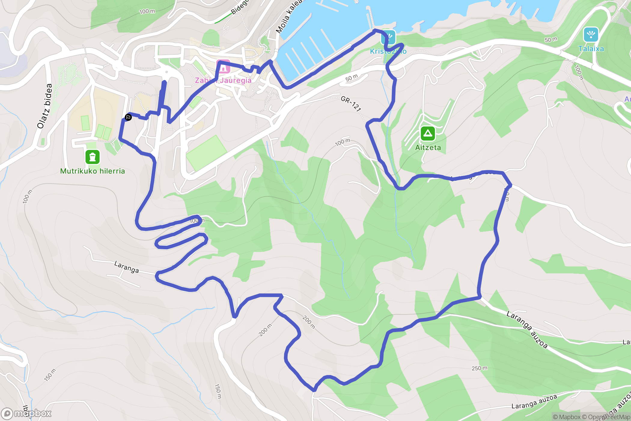 Mutriku : carte du parcours de randonnée - Spain