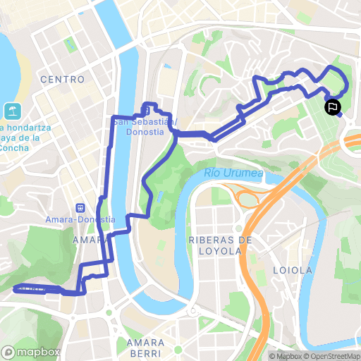 Donostia-San Sebastián : carte du parcours de randonnée - Spain