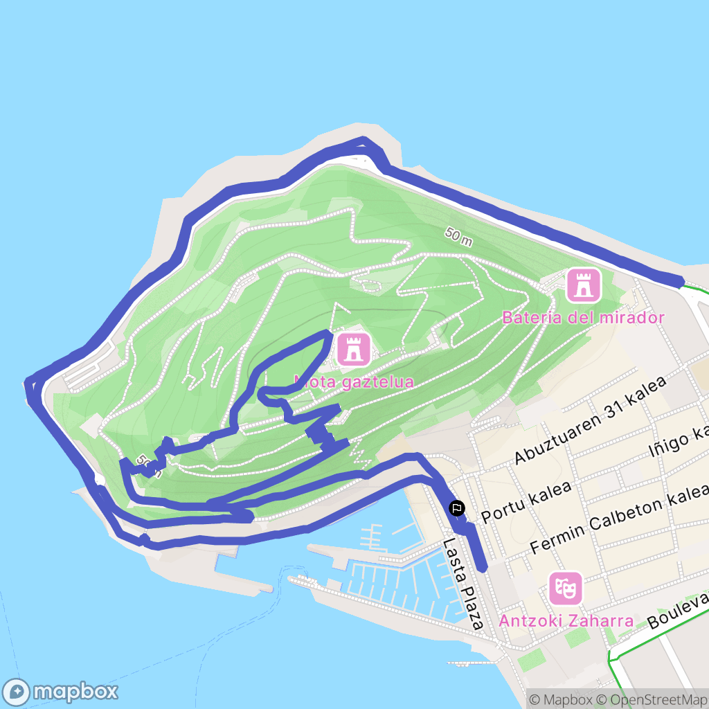 Donostia : carte du parcours de randonnée - Spain