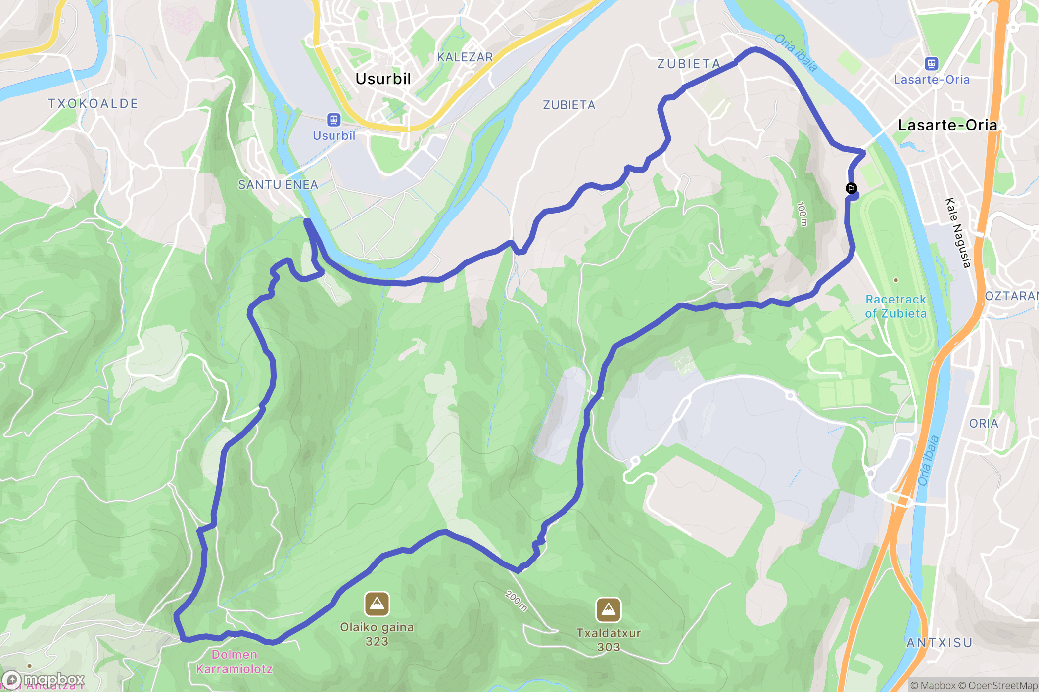 Zubieta : carte du parcours de randonnée - Spain