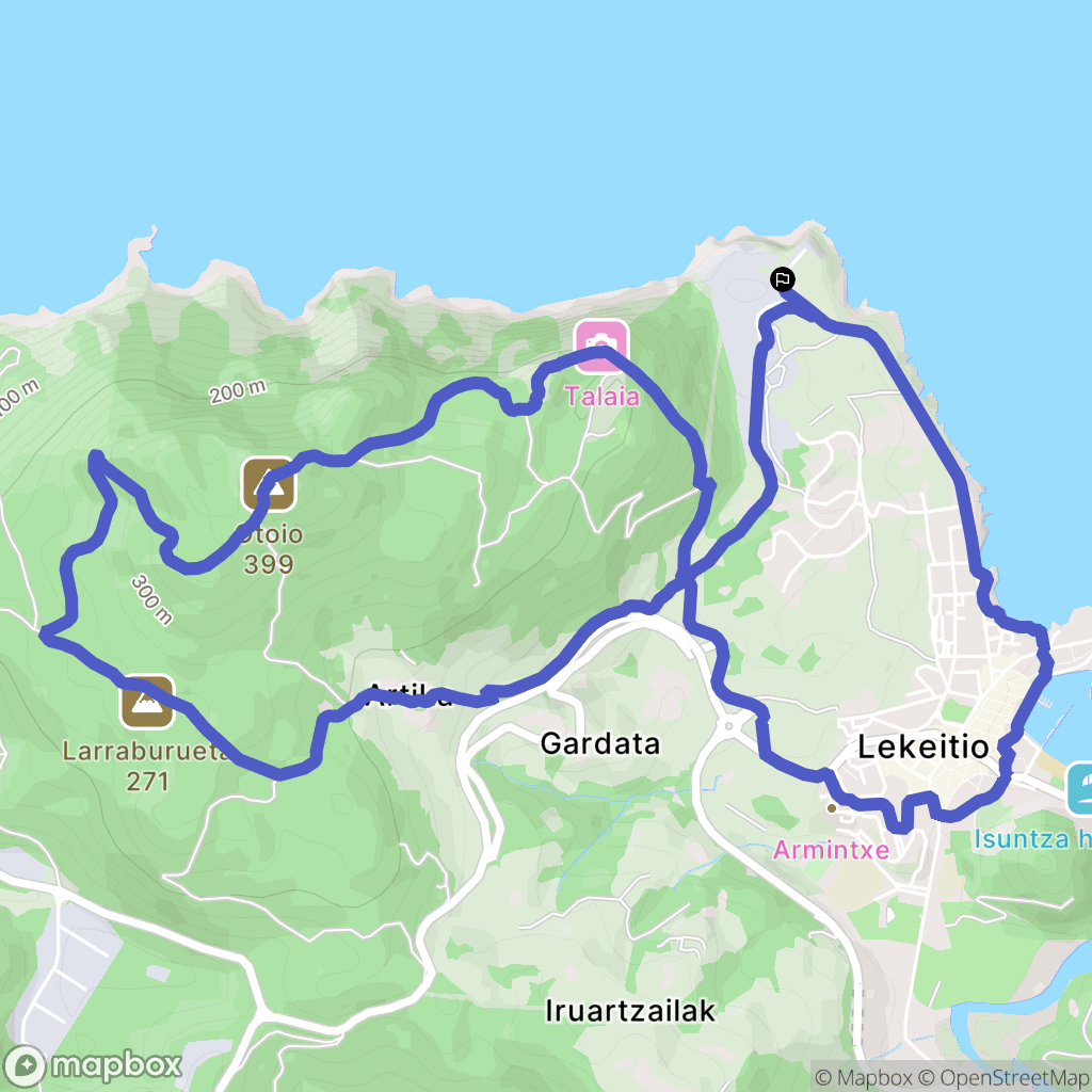 Lekeitio : carte du parcours de randonnée - Spain