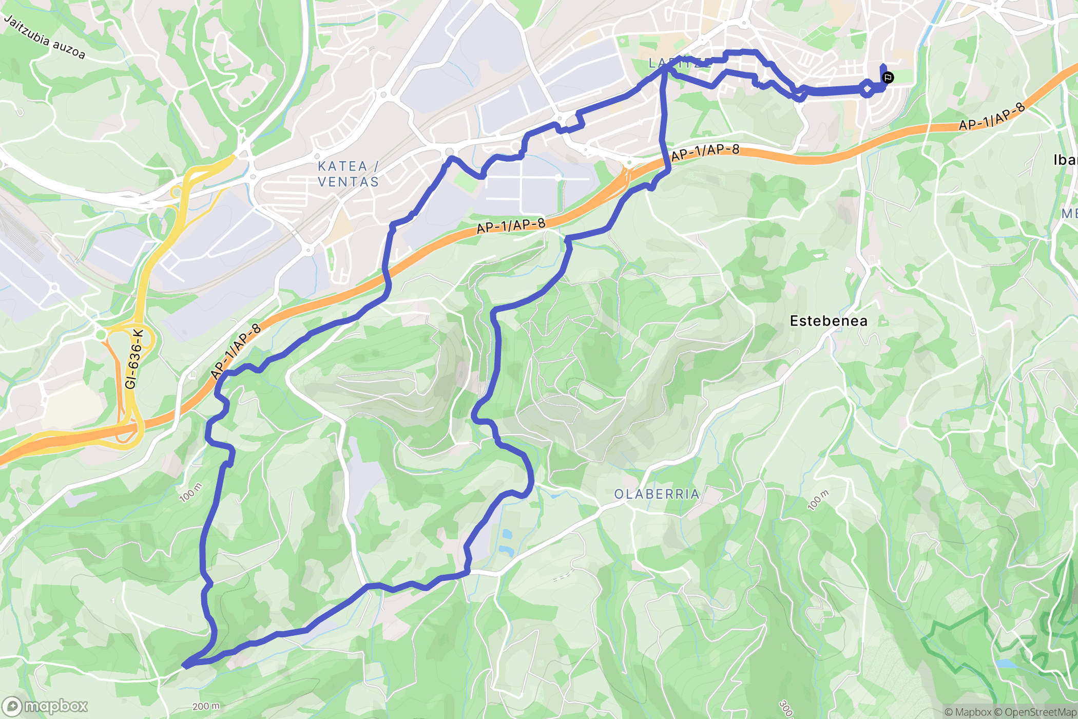 Irun : carte du parcours de randonnée - Spain
