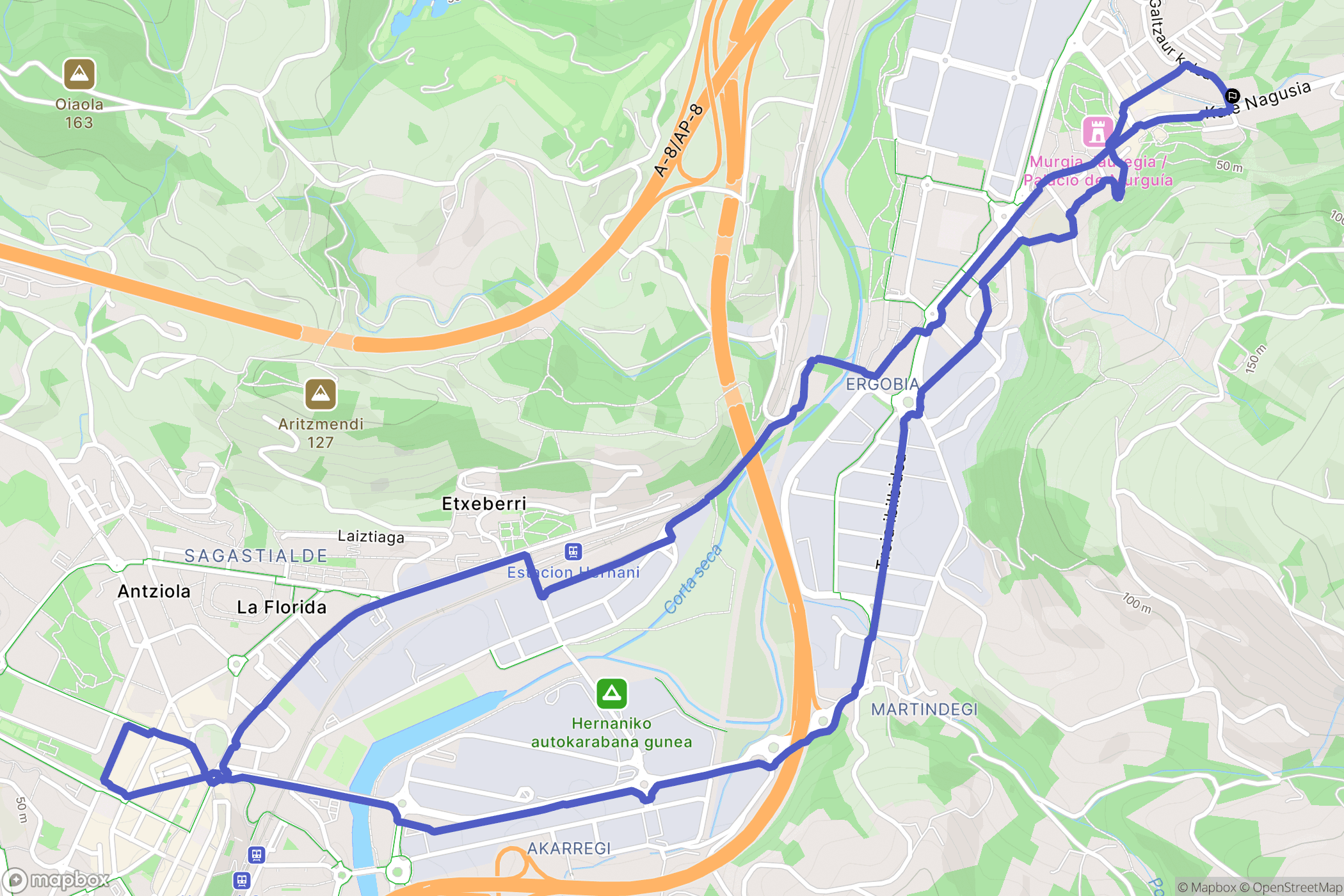 Astigarraga : carte du parcours de randonnée - Spain
