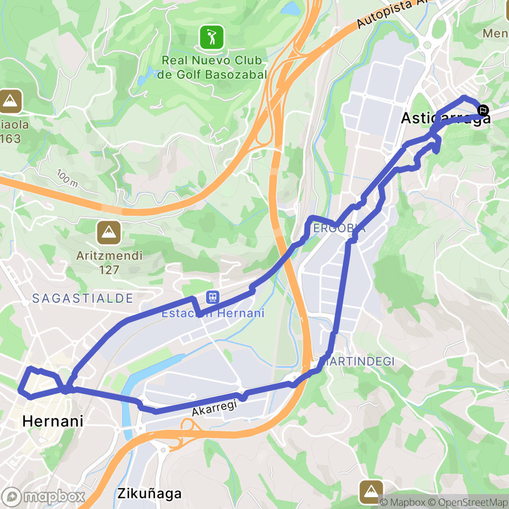 Astigarraga : carte du parcours de randonnée - Spain