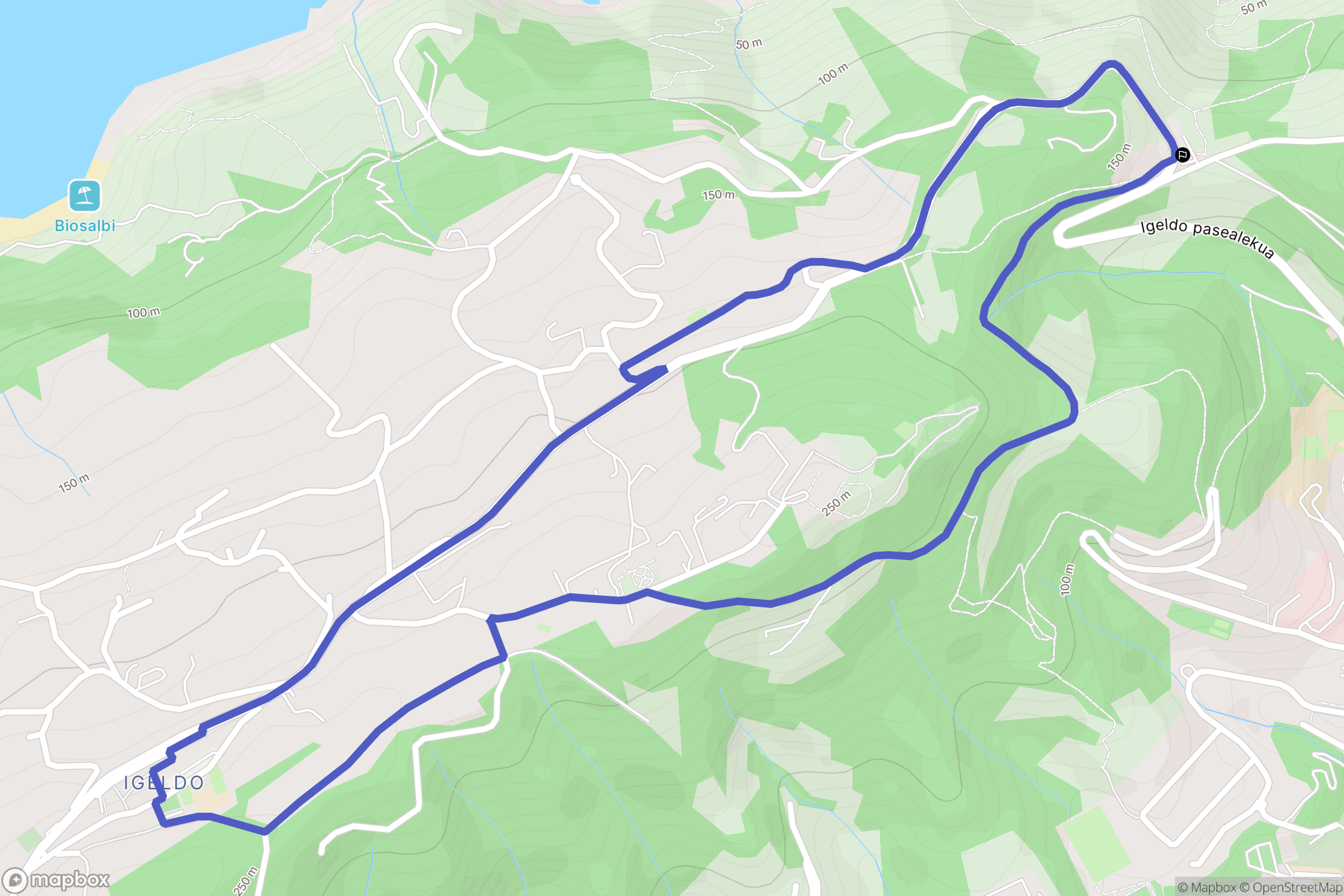 Donostia : carte du parcours de randonnée - Spain