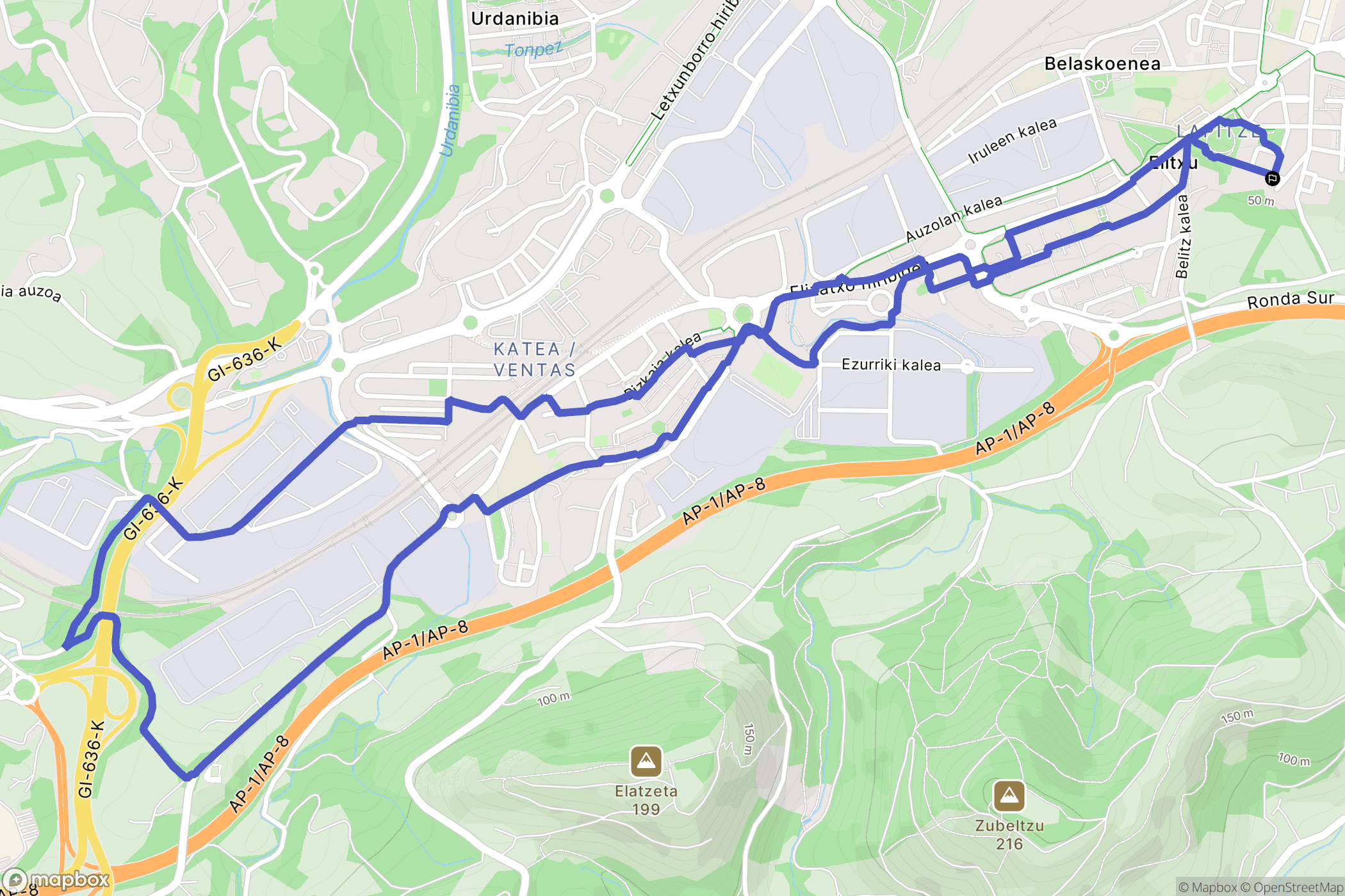 Irun : carte du parcours de randonnée - Spain
