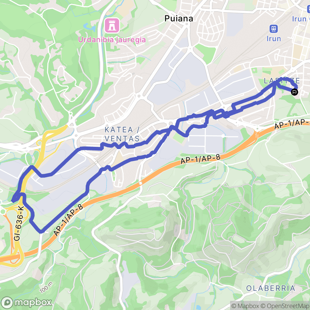 Irun : carte du parcours de randonnée - Spain