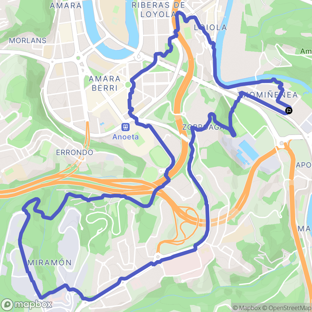 Donostia : carte du parcours de randonnée - Spain