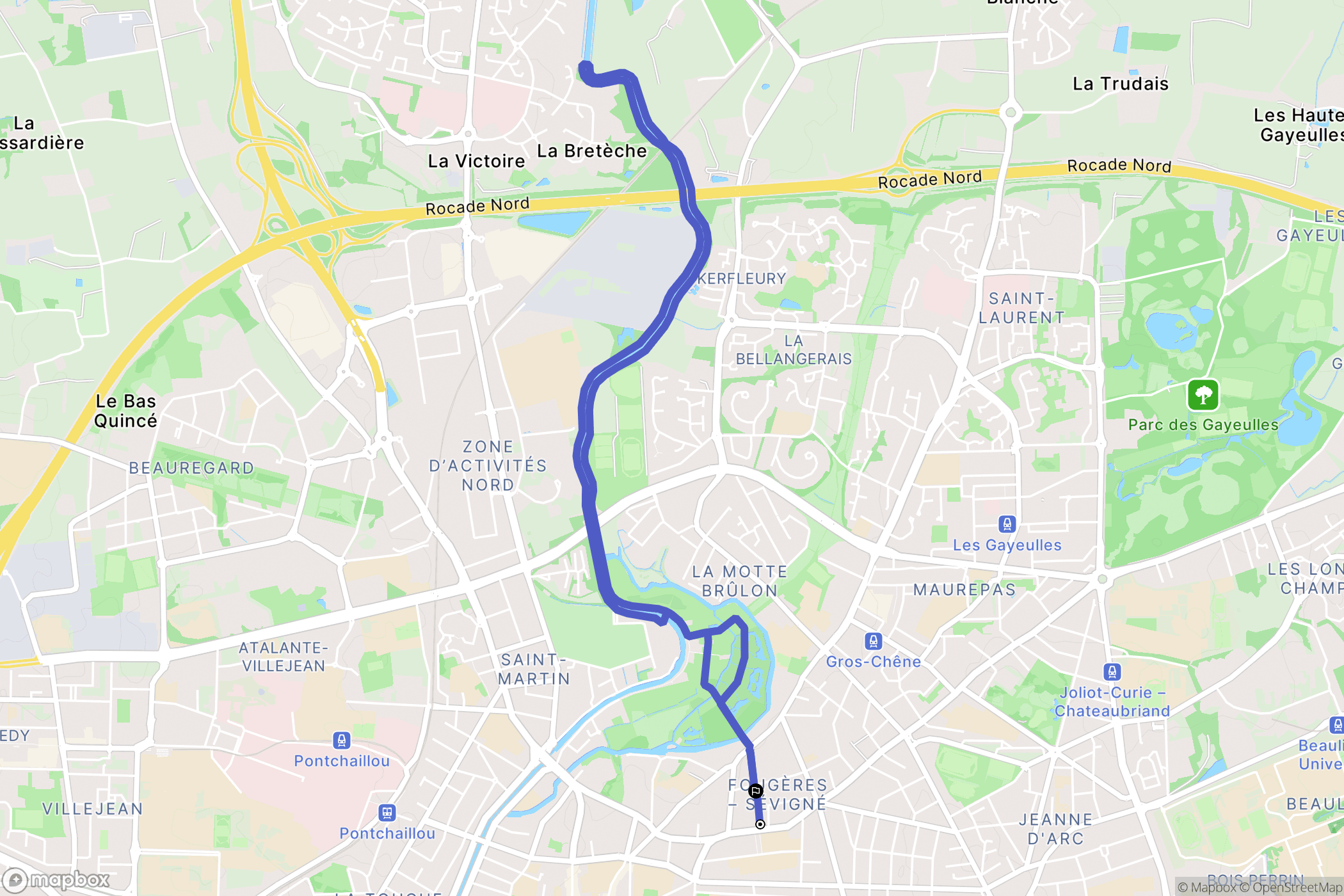 Rennes : carte du parcours de randonnée - France