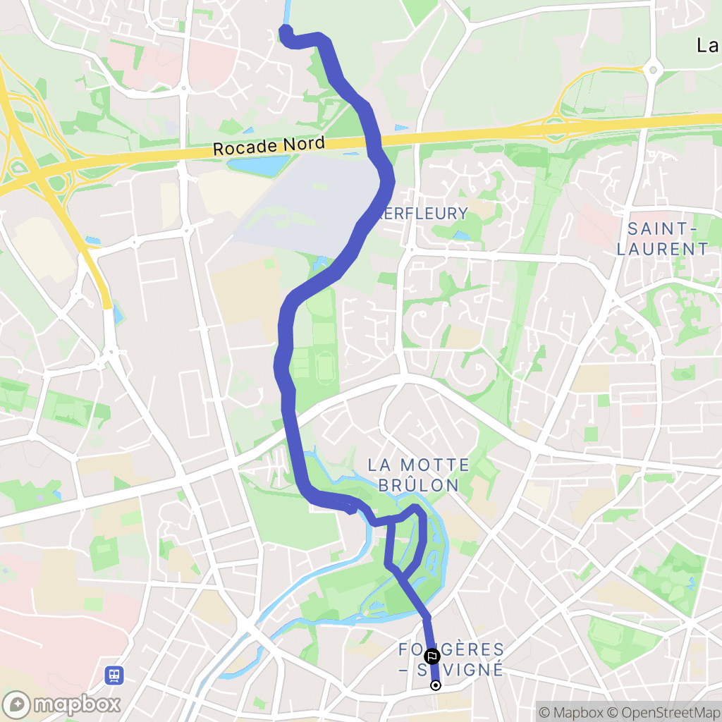 Rennes : carte du parcours de randonnée - France