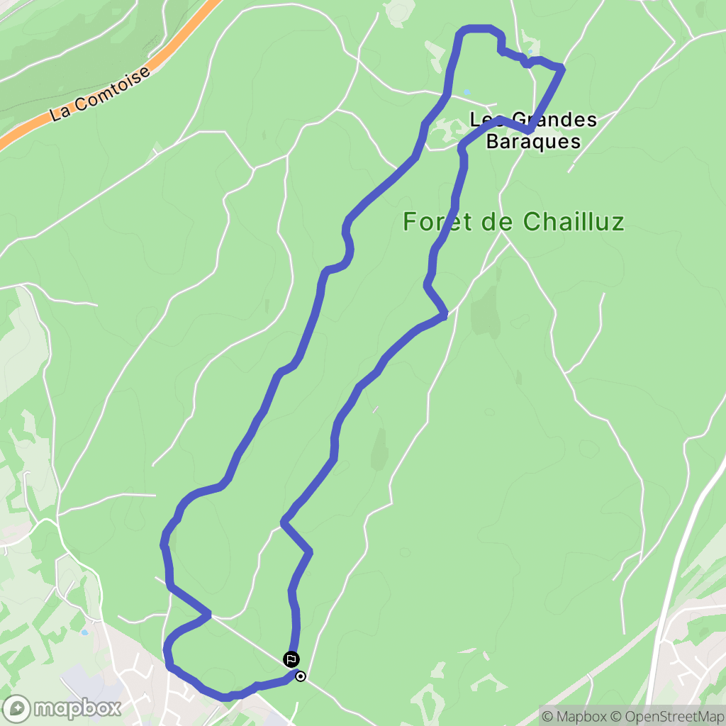 Besançon : carte du parcours de randonnée - France
