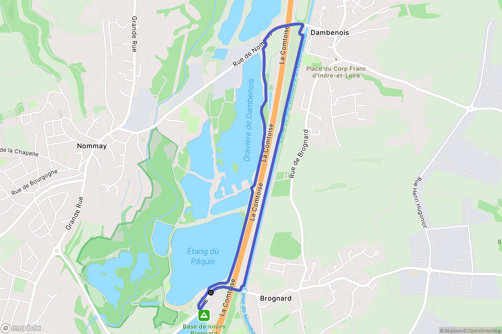 Brognard : carte du parcours de randonnée - France